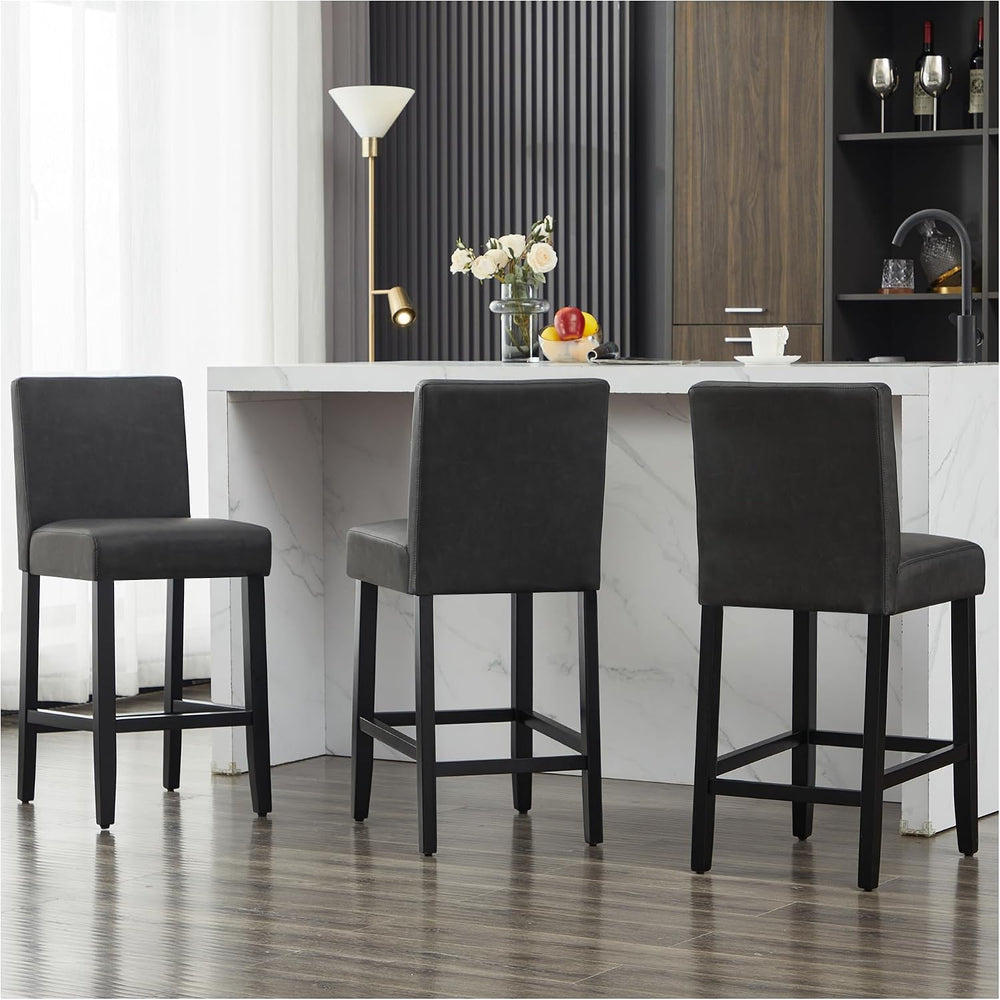 Bar Stools Set of 3, 26'' Counter Height Bar Stools, Black