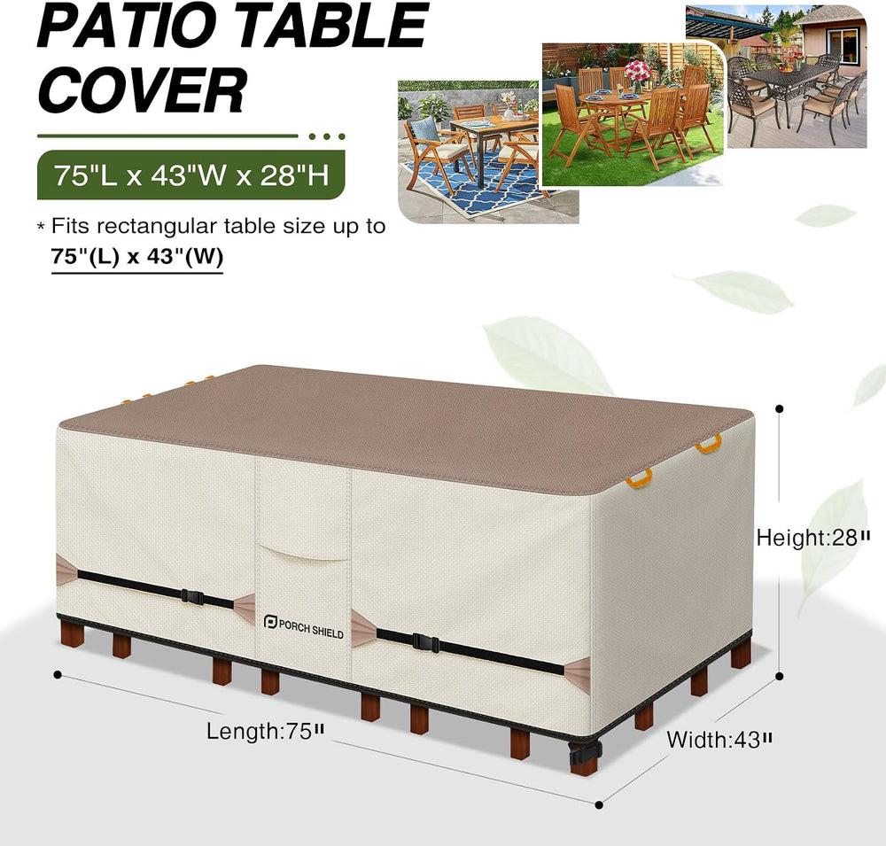 Porch Shield Waterproof Rectangular Patio Table Cover 75 x 43 inch