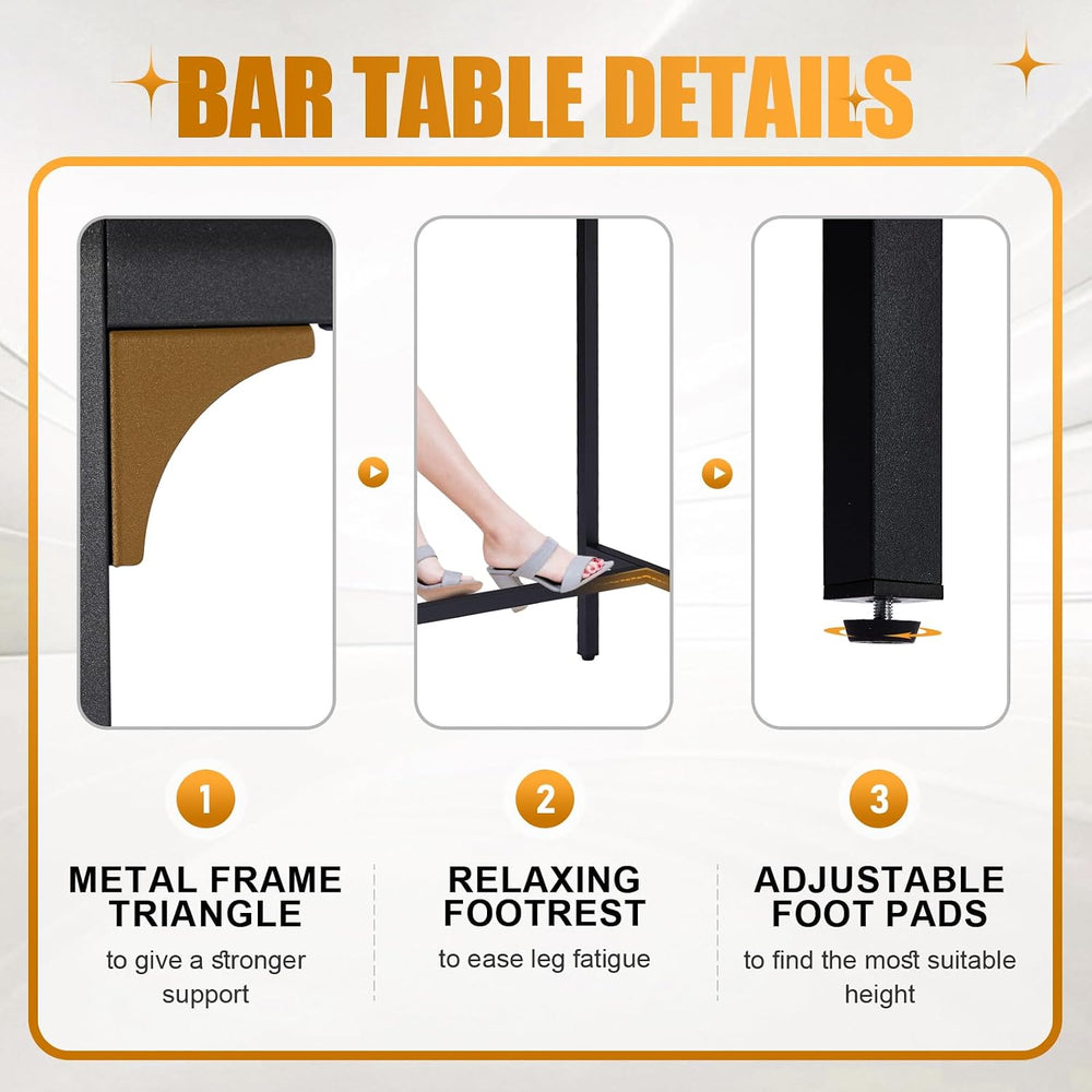 Karl home 43" Bar Table w/Triangular Support, 220 lbs, Rustic Brown