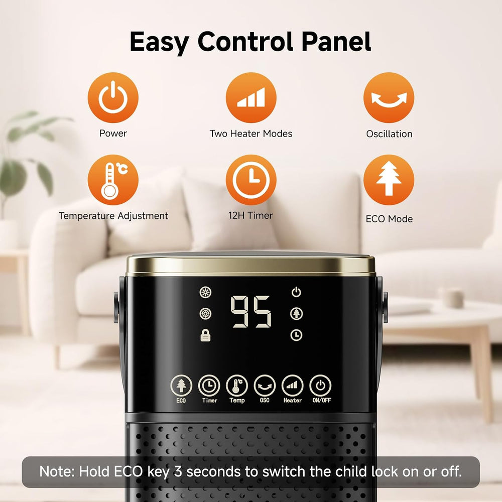 Space Heater for Indoor Use, 1500W PTC Ceramic Electric Heater with Thermosta...