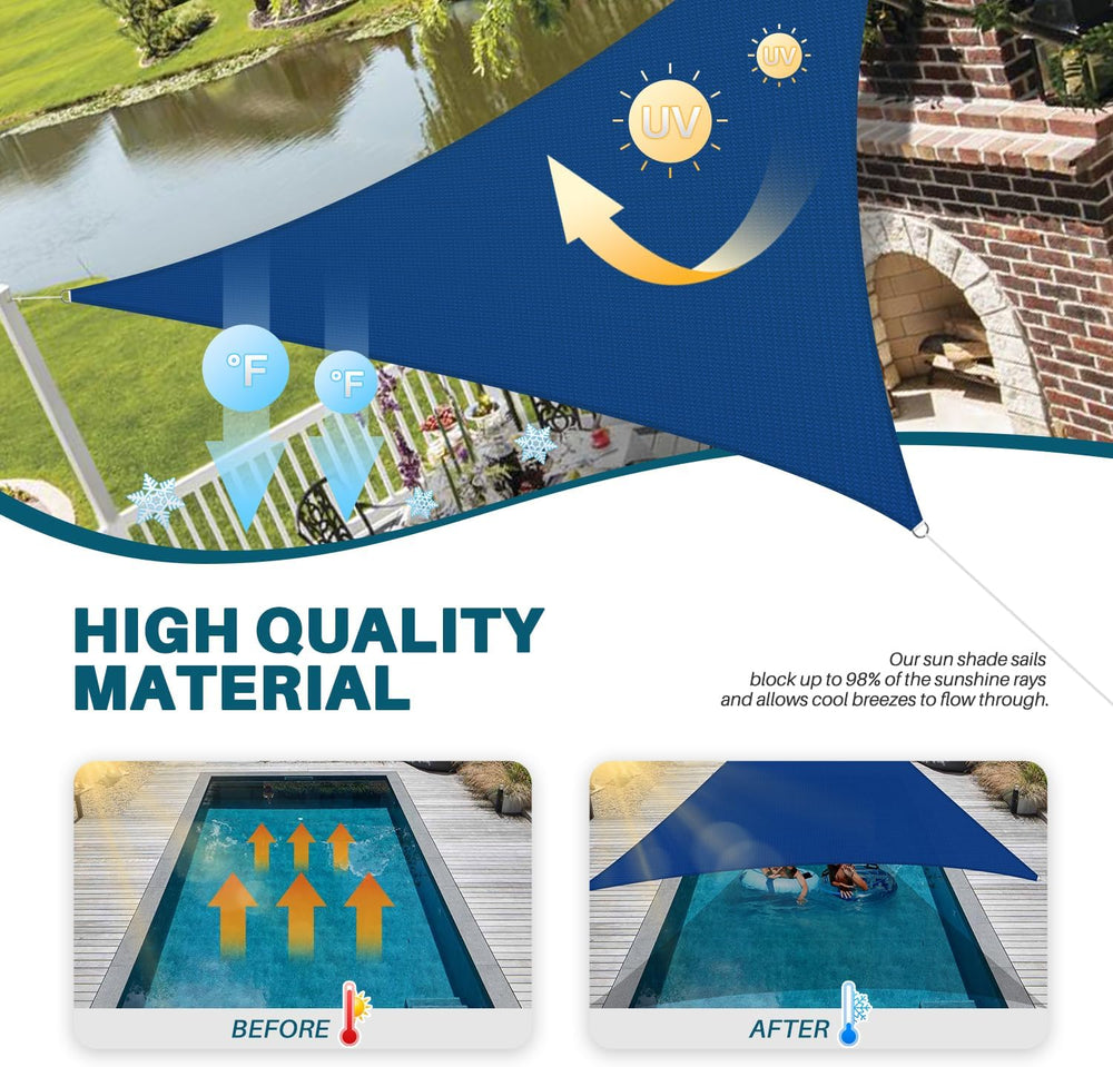 Coarbor 20' x 20' x 20' Sun Shade Sail Canopy Sunshade Outdoor He...