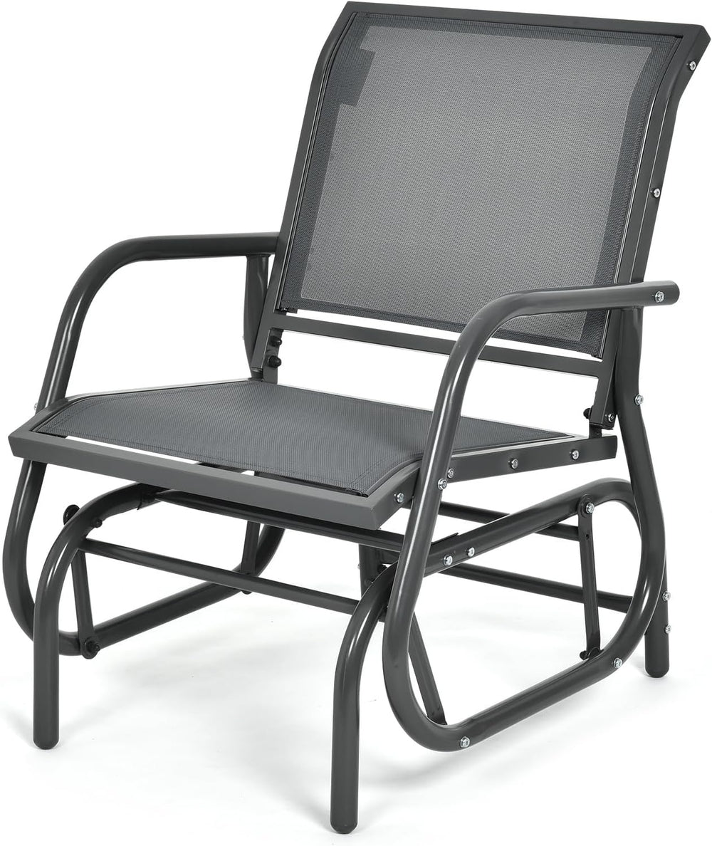 DORTALA Swing Glider Chair, Outdoor Rocking Chair w/Study Metal Frame, Comfor...