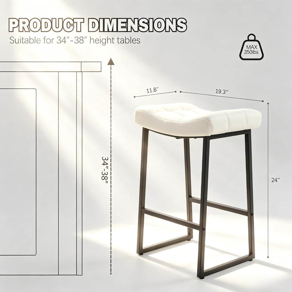 RNKSFX Black and White Modern Bar Stools Set of 3 for Kitchen Counter 24 inch...