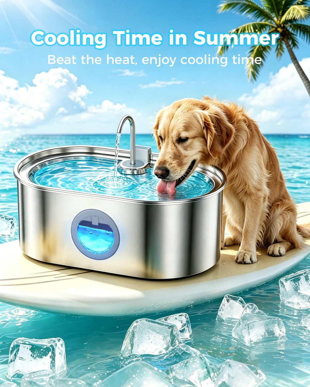 4.2Gal Extra Large Dog Water Fountain, 16L Stainless Steel Pet Water Fountain...