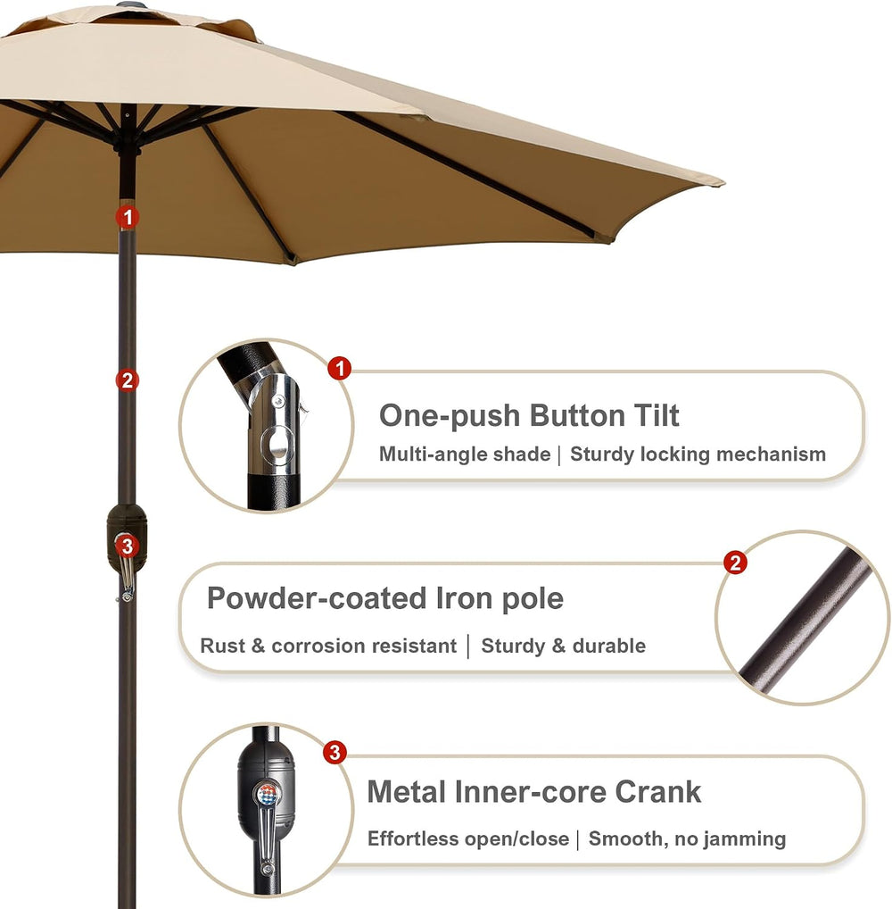 Blissun 9' Outdoor Patio Umbrella, Outdoor Table Umbrella, Yard Umbrella,...