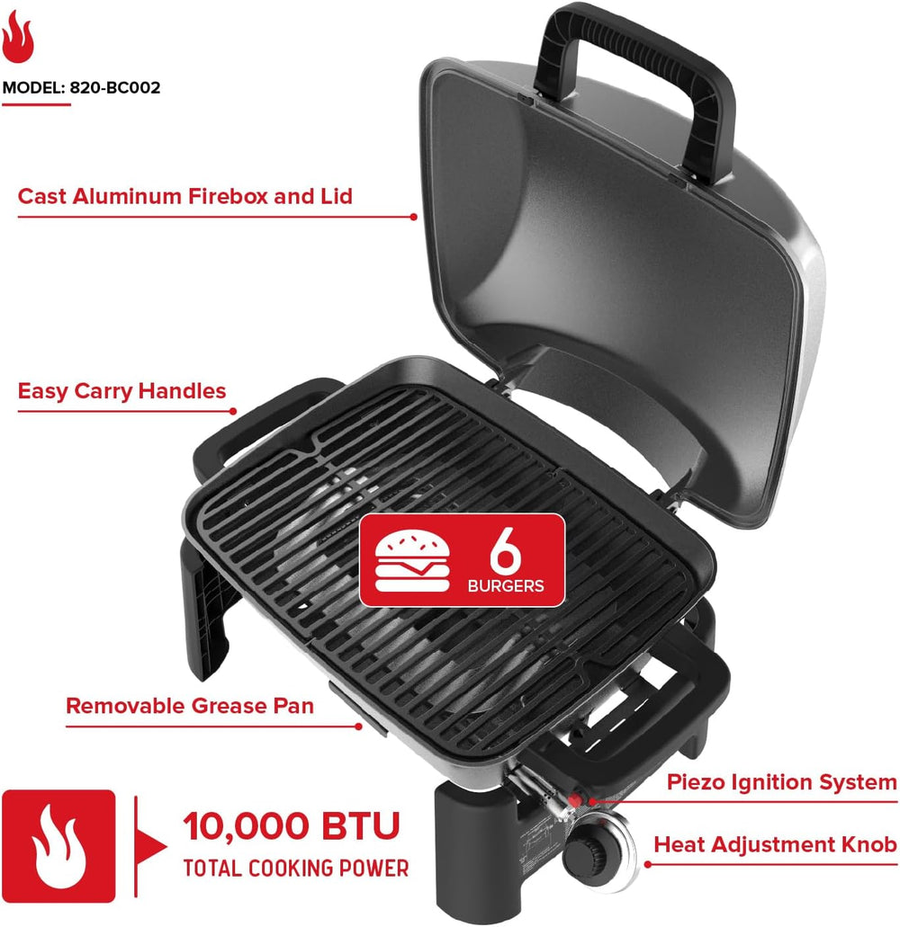 Nexgrill Tabletop 1 Burner Gas Grill, Compact with Cast Aluminum Frame