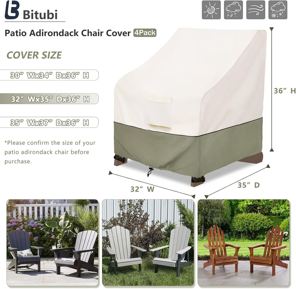 Bitubi Waterproof 4 Pack Patio Adirondack Chair Cover for Outdoor Chair Size ...