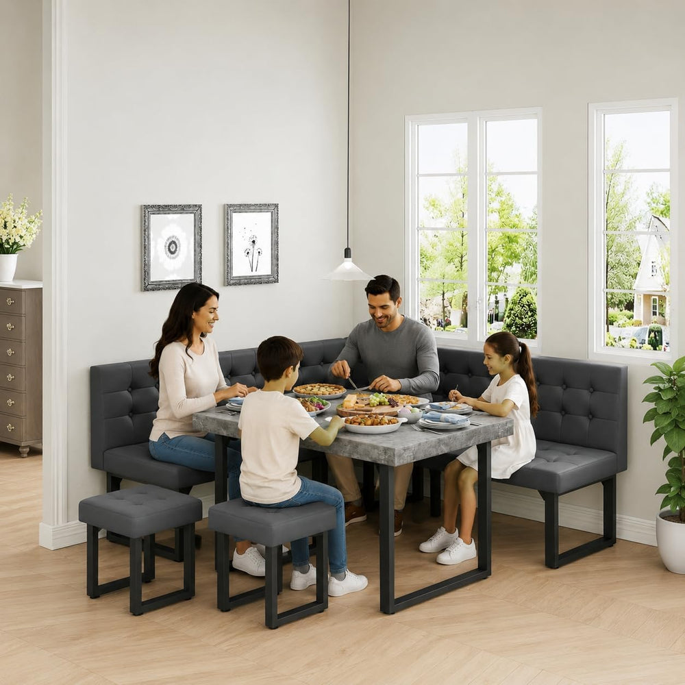 XIAO WEI Corner Dining Table Set for Small Spaces, 72 Inch Breakfast Nook wit...