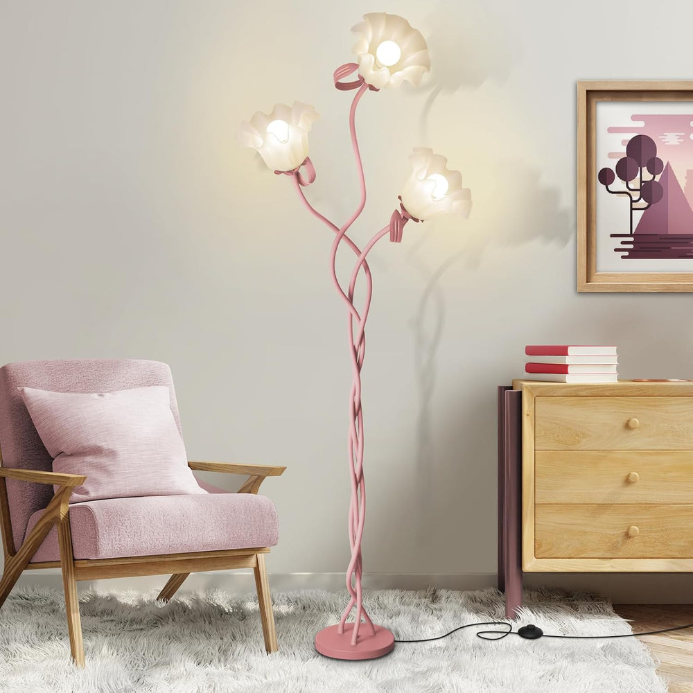 Flower Standing Lamp for Bedroom, Cute Corner Floor Lamp with Flexible Goosen...