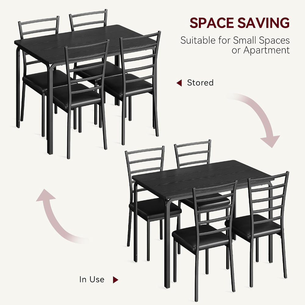 GarveeHome 5-Piece Kitchen Dining Room Table Chair Set for Small Space, Indoo...