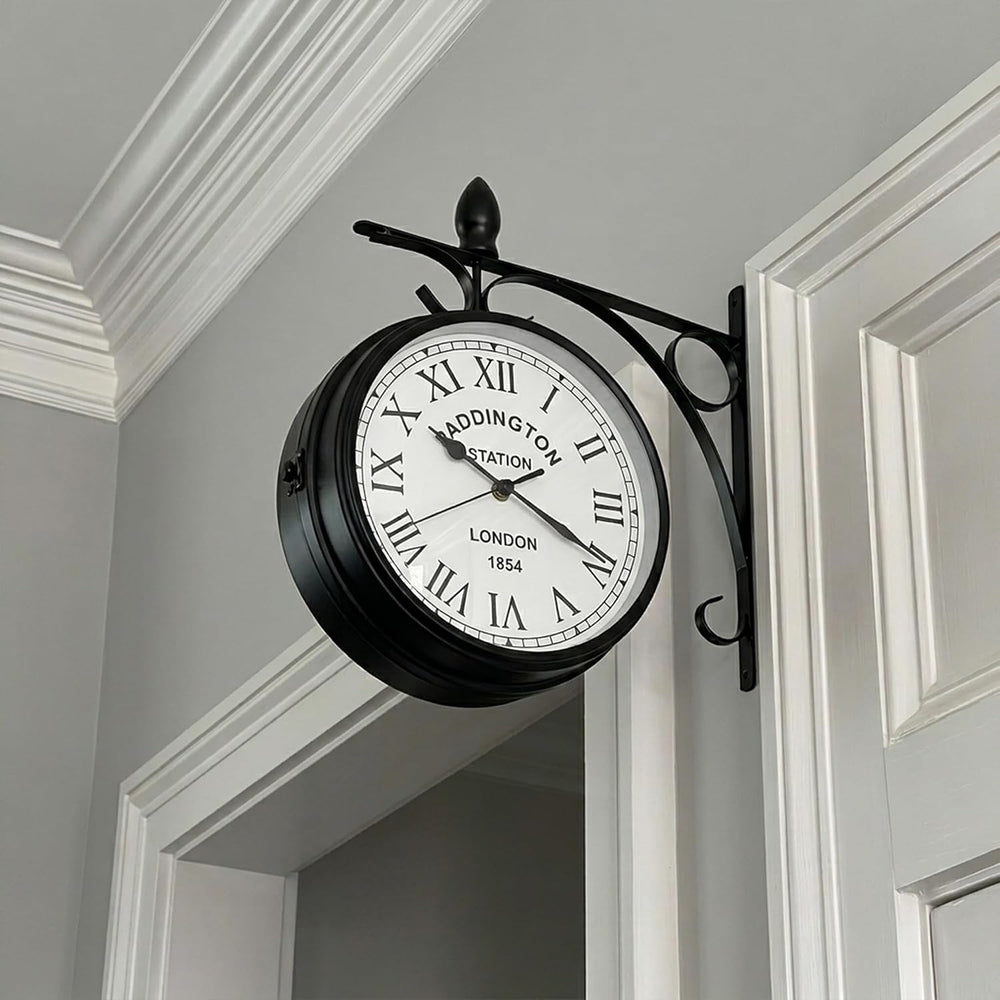 JHY DESIGN 12-Inch Double-Sided Wall Clock Waterproof Indoor Outdoor Clock Ha...