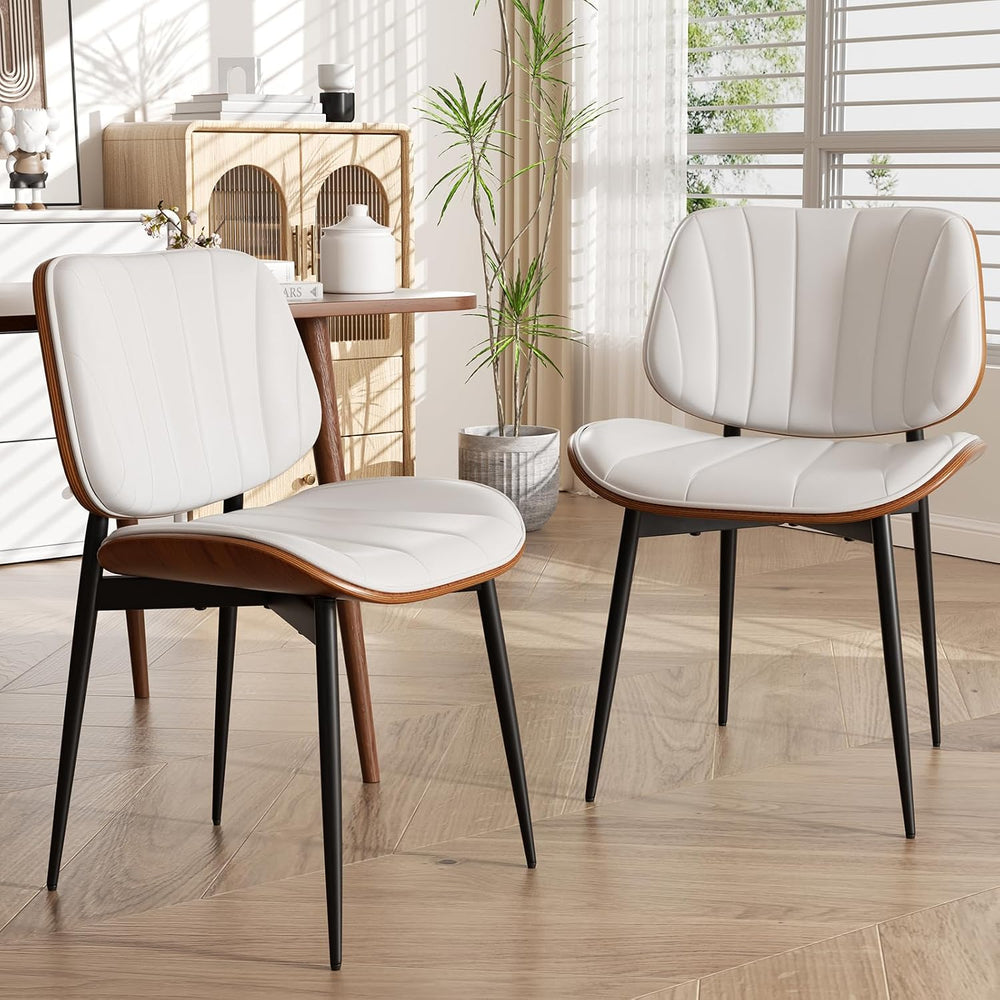 Dining Chairs Set of 2, Mid Century Modern Dining Room Chair, Upholstered Fau...