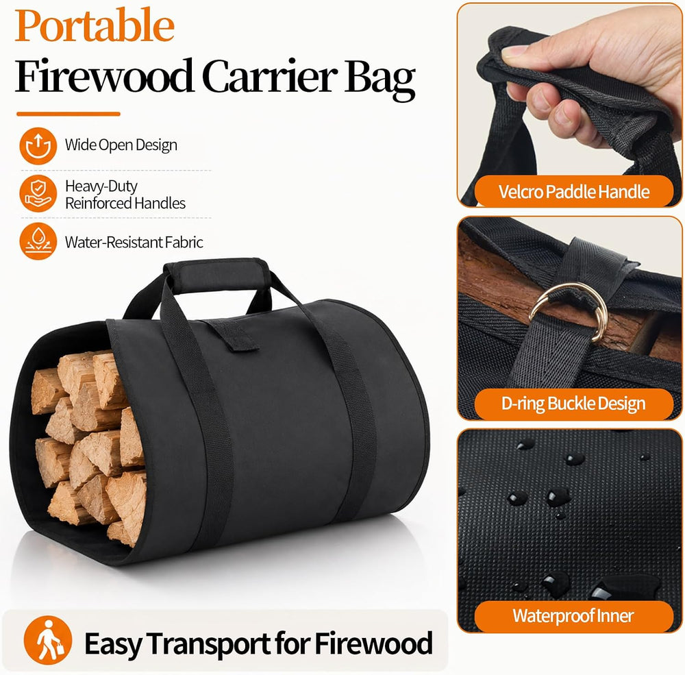 4FT Firewood Rack Indoor Outdoor with Log Carrier, Firewood Log Rack Holder w...