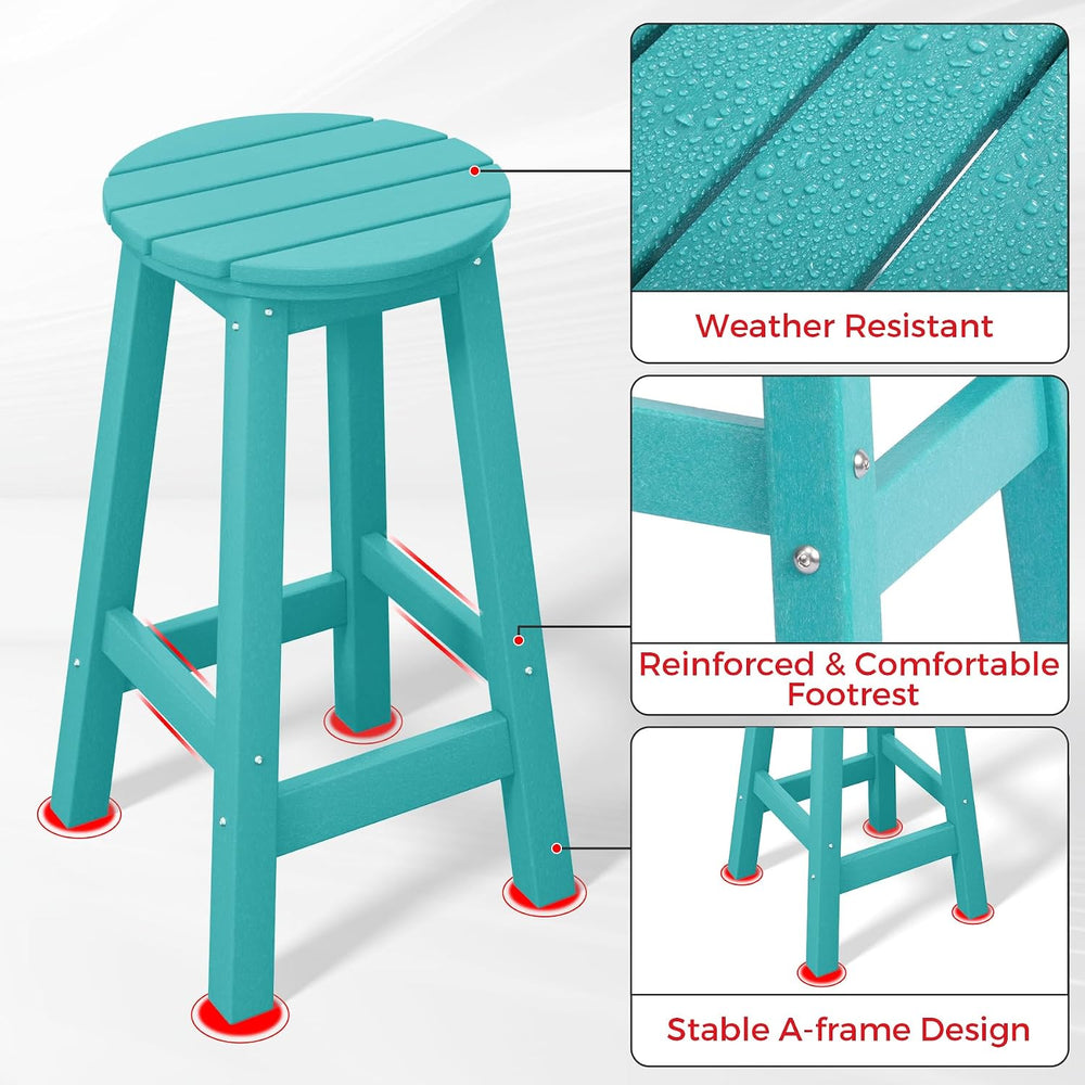 Costaelm 24" Height Outdoor Bar Stools, All-Weather Bar Stools, Adironda...