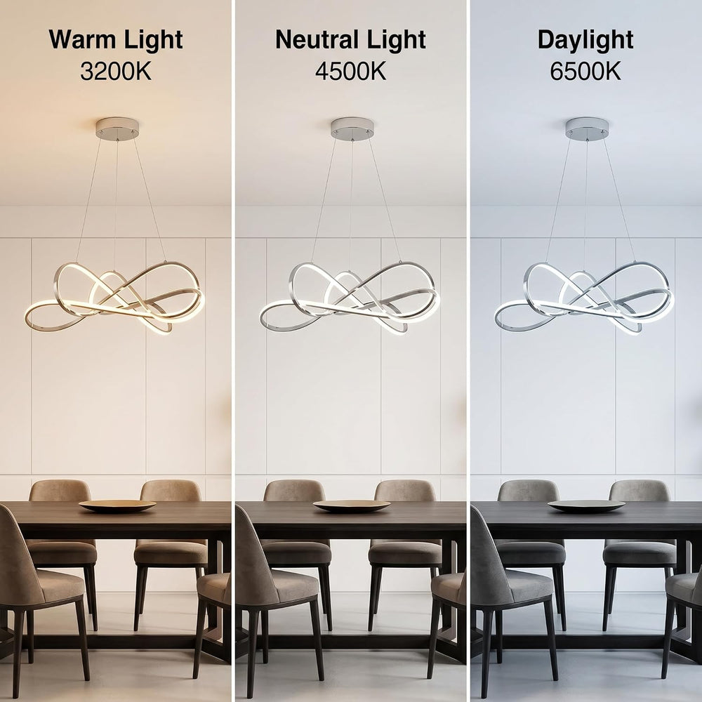 Modern LED Chandelier Chrome, 55W Dimmable 26 Inch