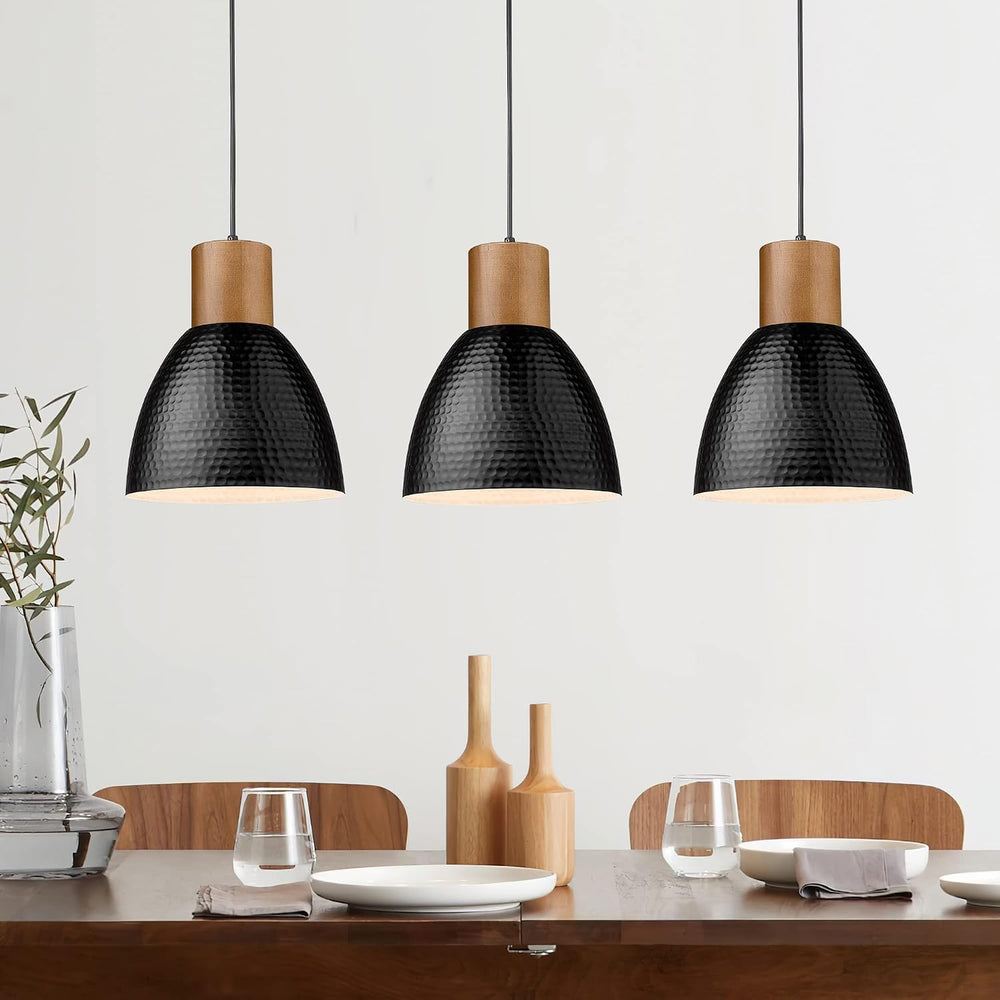 ELYONA 3 Pack Hammered Pendant Lights for Kitchen Island 7” Small Metal Solid...