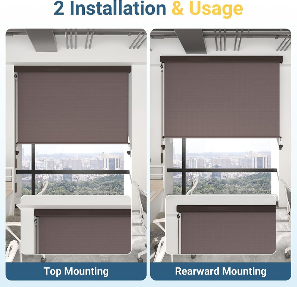 Integrated 4'W x 6'H Outdoor Roller Shade for Sun & Privacy Prote...