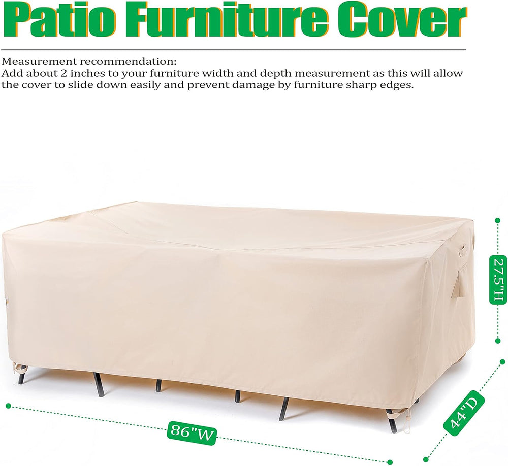 F&J Outdoors Patio Furniture Covers, Beige, 86"W x 44"D x 27.5&...
