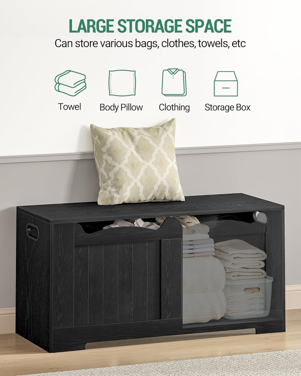 Hzuaneri 43" Farmhouse Storage Chest | 55 Gal | 330lb Seat | Espresso Black