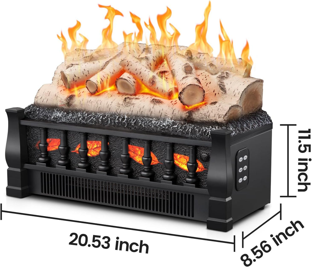Electric Fireplace Insert Log Heater 21 Inches, 5 Flame Brightness, Multiple ...