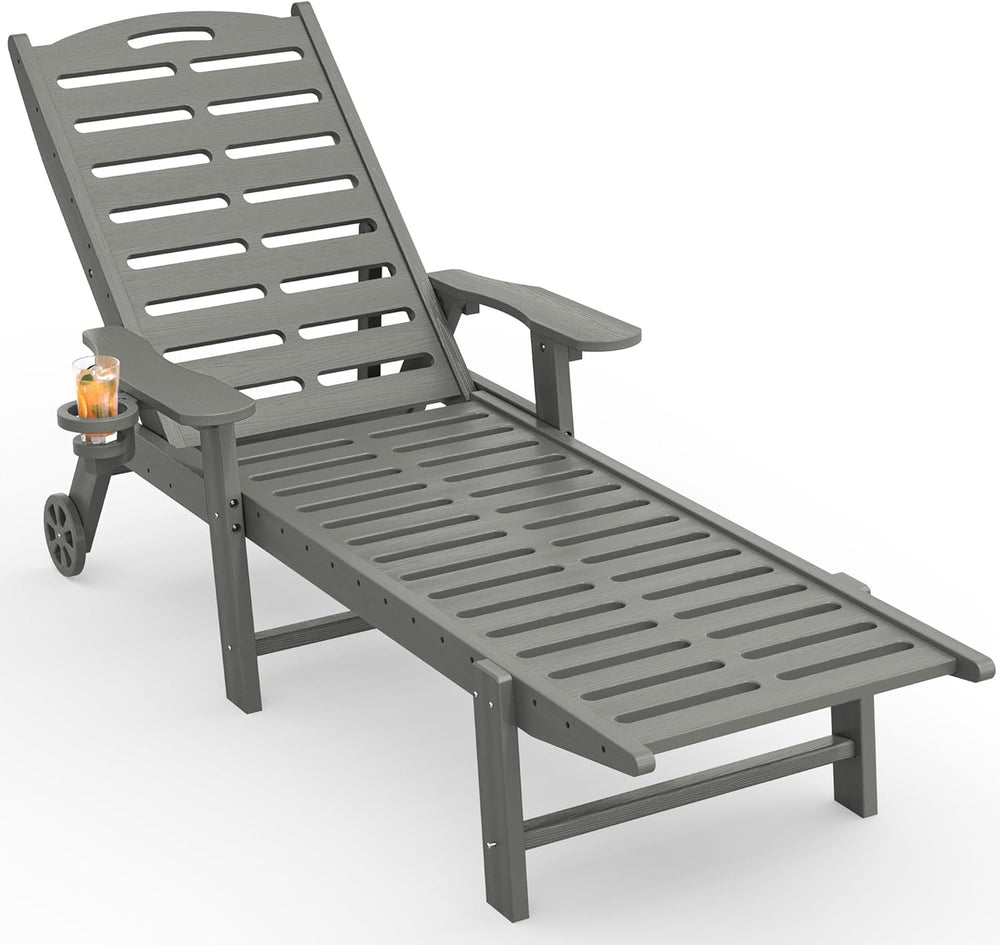 Ciokea Outdoor Chaise Lounge Chair, 5-Position Adjustable, Grey