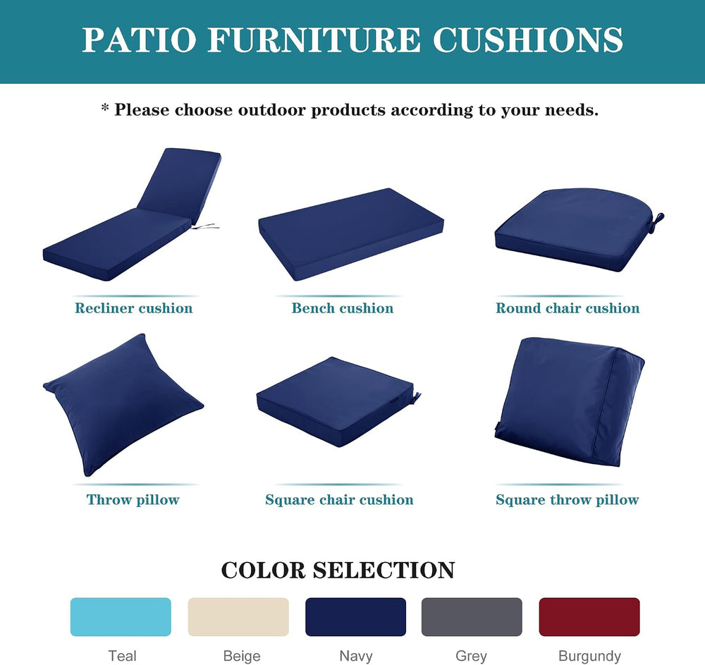 Chaise Lounge Cushions Outdoor, 72x21x3 Inch, Navy