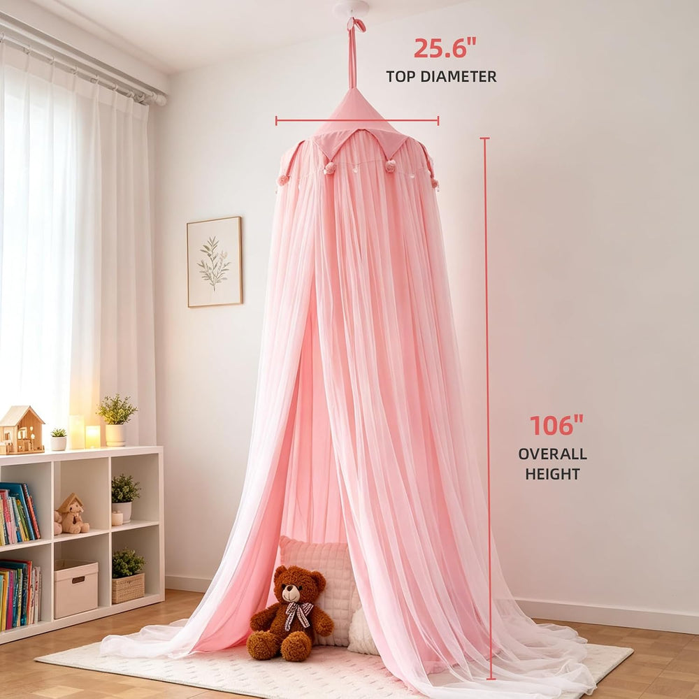 Princess Bed Canopy for Girls with Star Lights