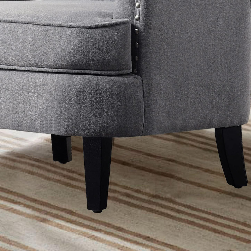 Rosevara Atlas Mid-Century Modern Upholstered Lounge Arm Chair - Tufted Accen...