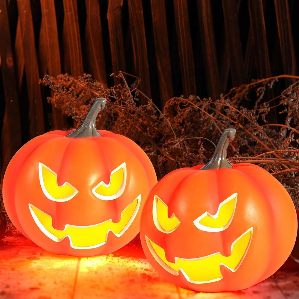 Rocinha 2 Pack Plastic Jack O Lantern Pumpkins Halloween Light up Pumpkin Out...