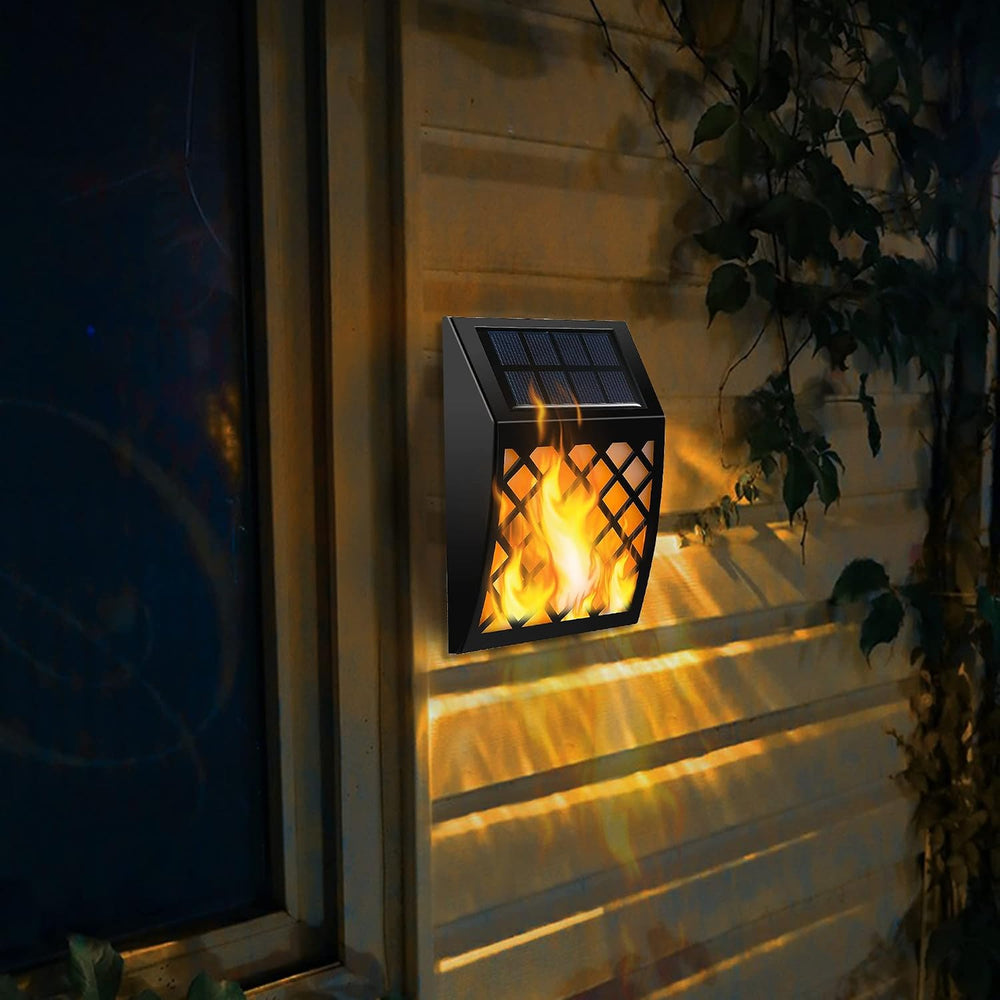 Dynaming Solar Flame Wall Lights Outdoor, 8 Pack Solar Powered Wall Lights, F...