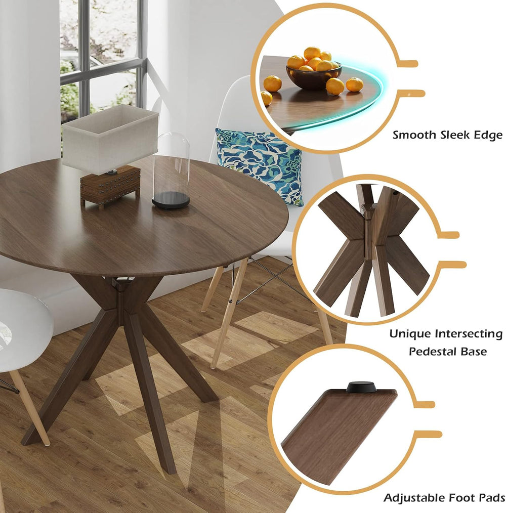 Tangkula 36" Round Dining Table, Mid-Century Modern Kitchen Table with R...