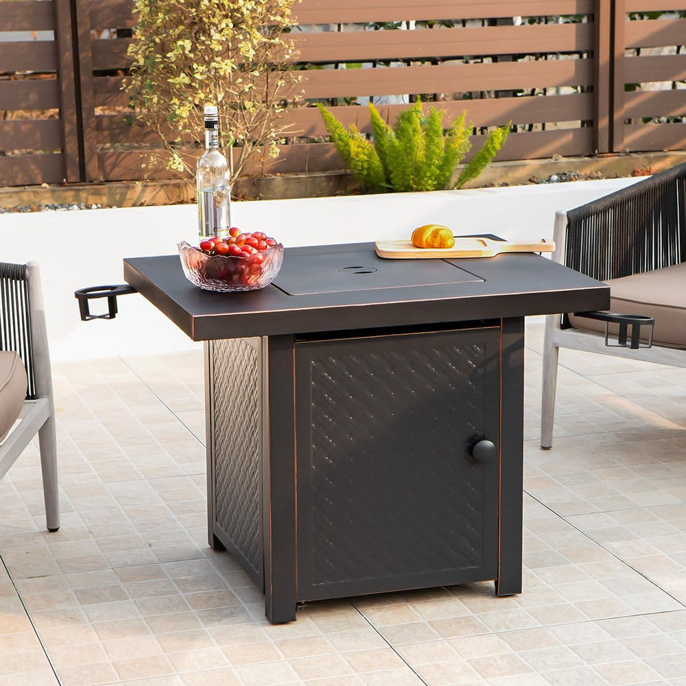 Verdeluxe 32'' Propane Fire Pit with 2 Drink Holders 50000 BTU