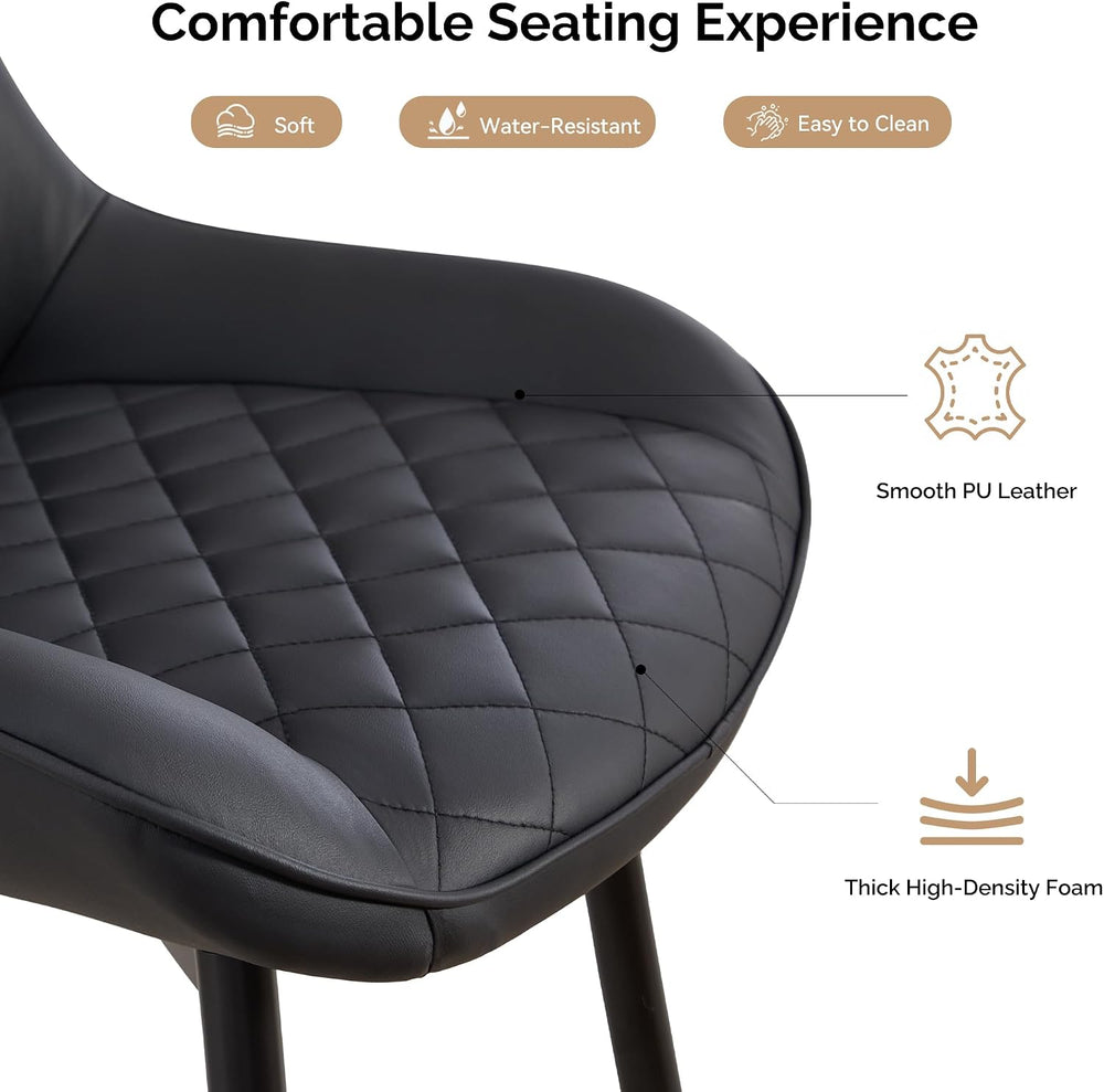 Dining Chair Set of 2, Modern Dining Chairs with Thick Cushions, Faux Leather...