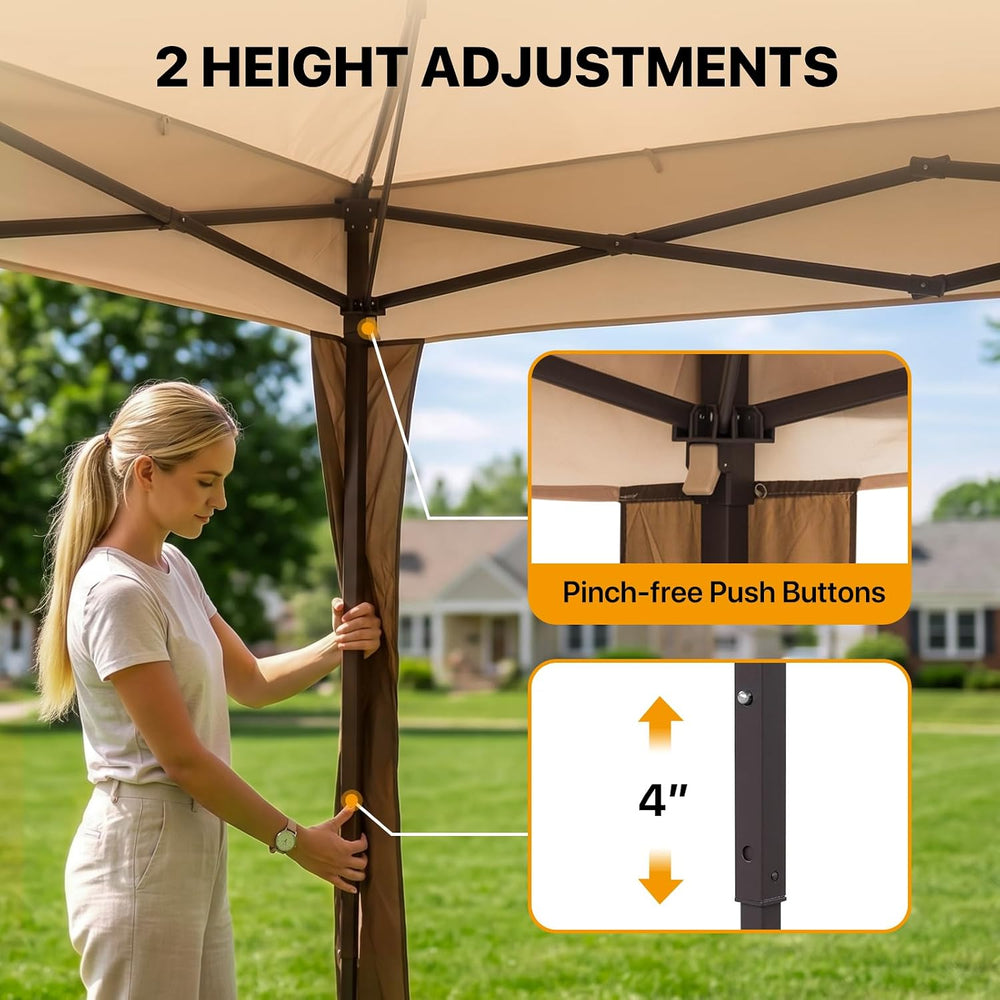 COOS BAY 11x11 Pop Up Gazebo with Netting, Canopy Tent, Beige