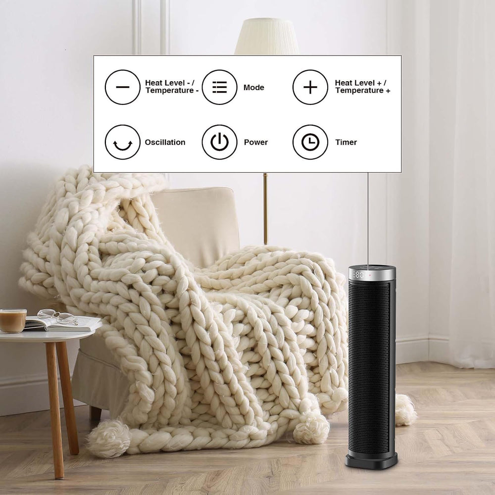 Space Heater for Indoor Use with Remote - 70° Oscillating Tower Electric Heat...