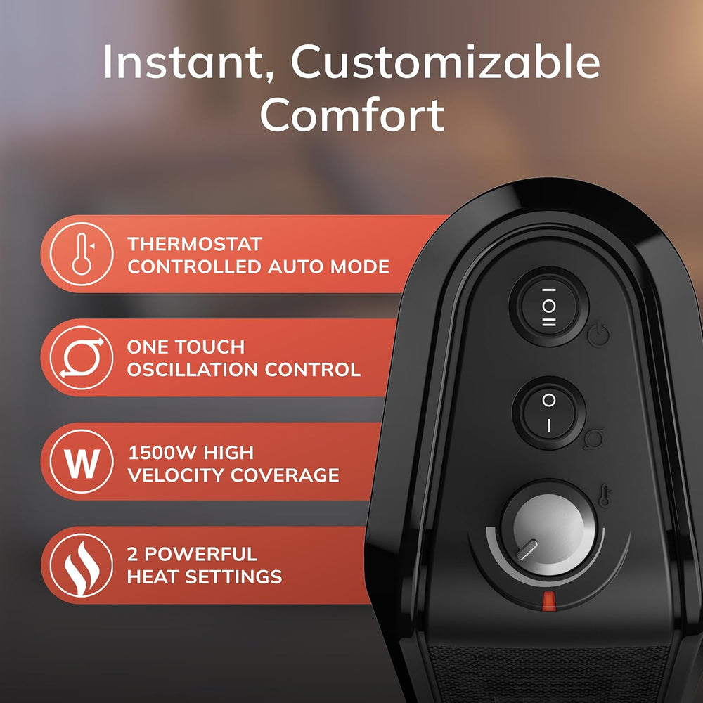 Lasko Oscillating Ceramic Tower Space Heater for Home with Overheat Protectio...