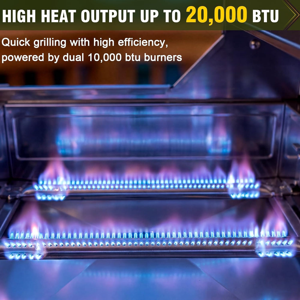 Bestfire Tabletop 2-Burner Gas Grill, 20,000 BTU Stainless Steel Portable Pro...