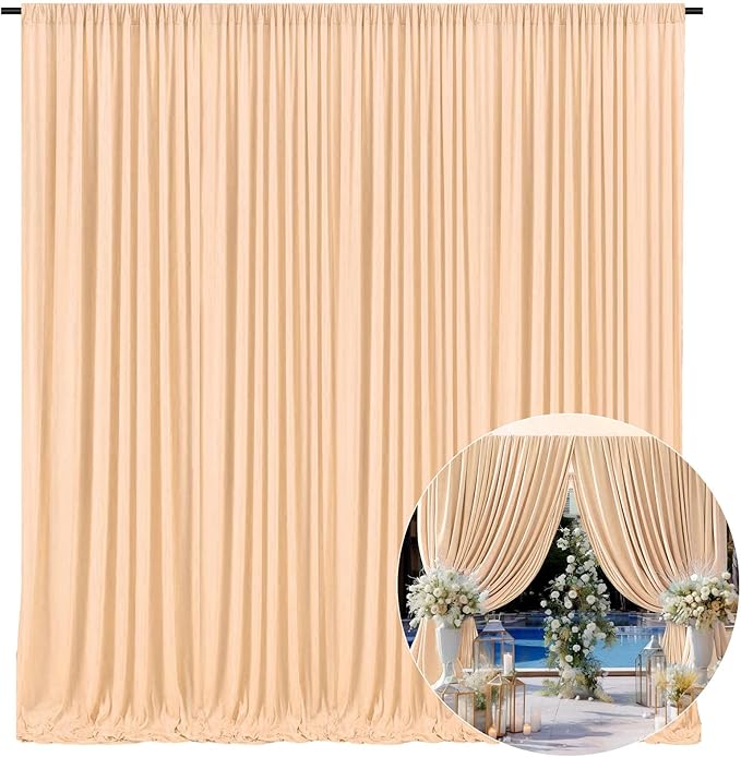 10 x 7 Feet Champagne Backdrop Curtain for Partie, Background Curtains for Ph...