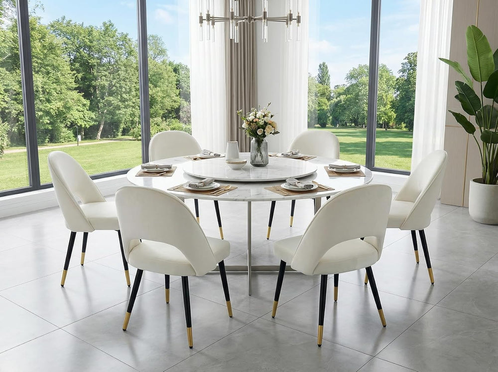 HEAH-YO Velvet Dining Chairs Set of 6, Armless Kitchen Chairs with Metal Legs...