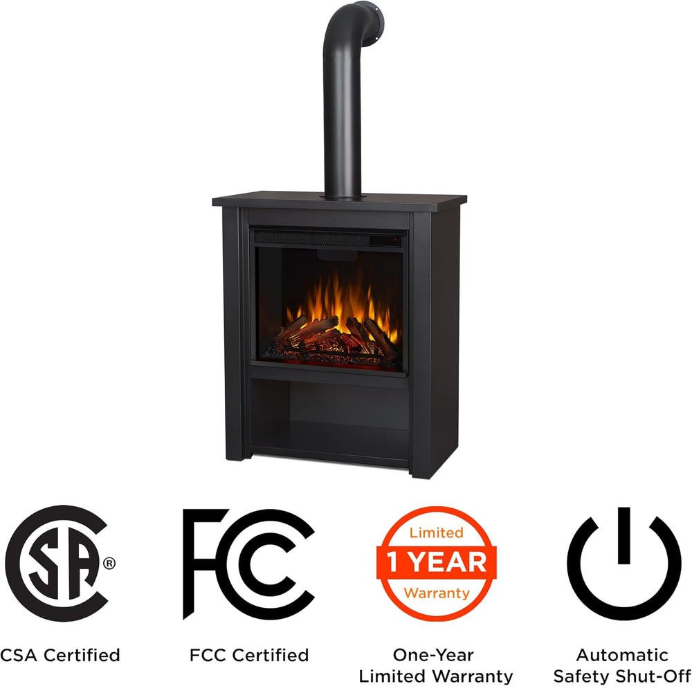 Real Flame Black Hollis Electric Fireplace - Freestanding with Remote Control...
