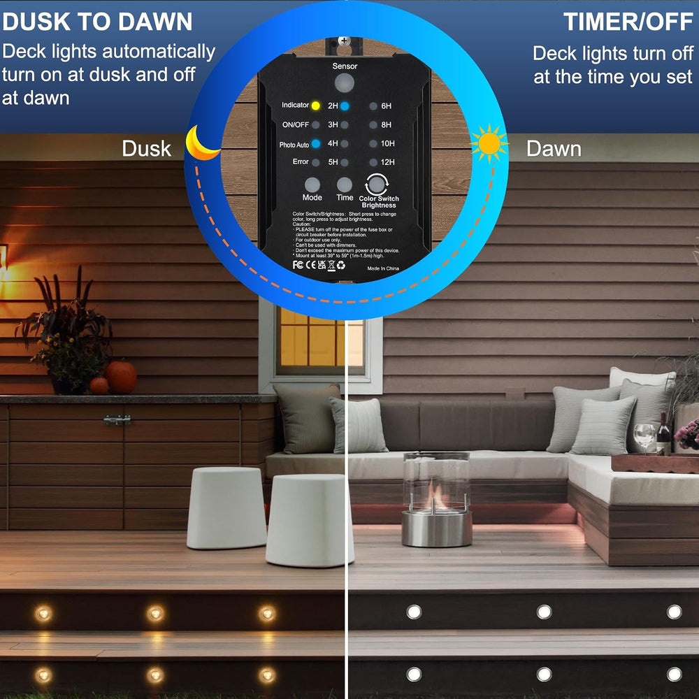 Low Voltage Deck Lights Recessed Kit with Transformer Dimmable Timer and Phot...