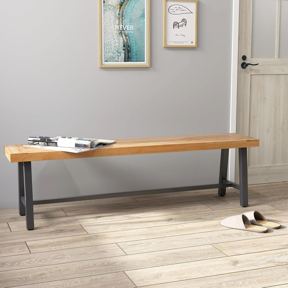 Outdoor Bench Garden Bench Set of 2, 63" Backless Acacia Wood Bench with...