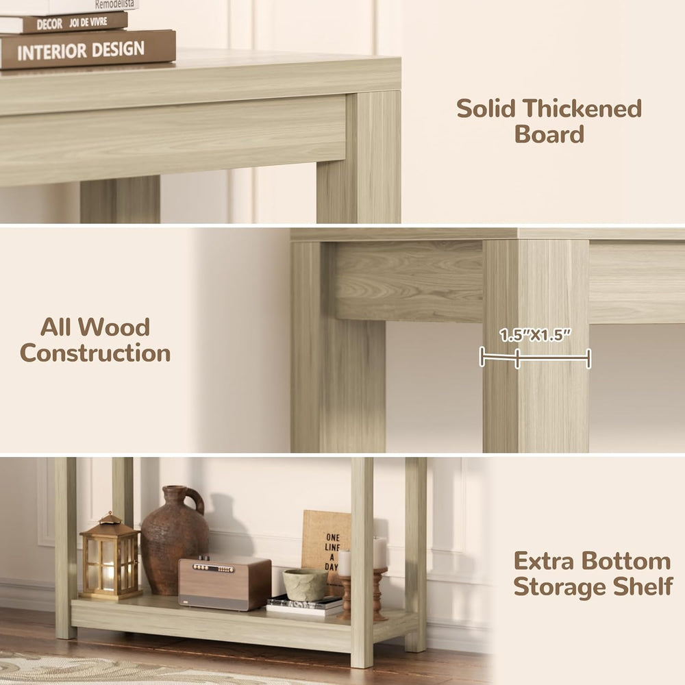 Besiost Small Farmhouse Wood Entryway Table Narrow Console Table with Storage...