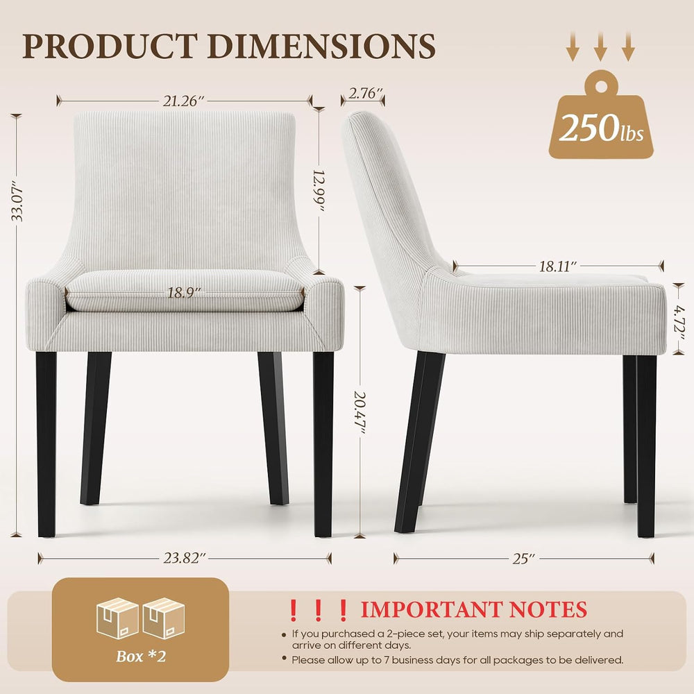 MALOL Dining Chairs Set of 4, Upholstered Corduroy Dining Room Chair with Woo...