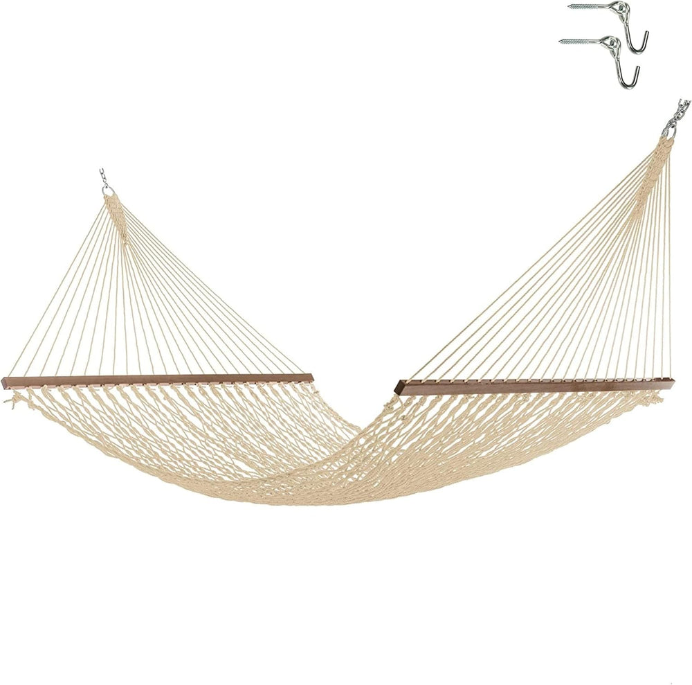Hatteras Hammocks Deluxe Oatmeal Duracord Rope Hammock with Free Extension Ch...