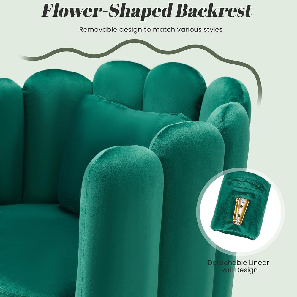 HOMREST Velvet Vanity Chair with Back,Mid-Century Modern Small Accent Chair f...