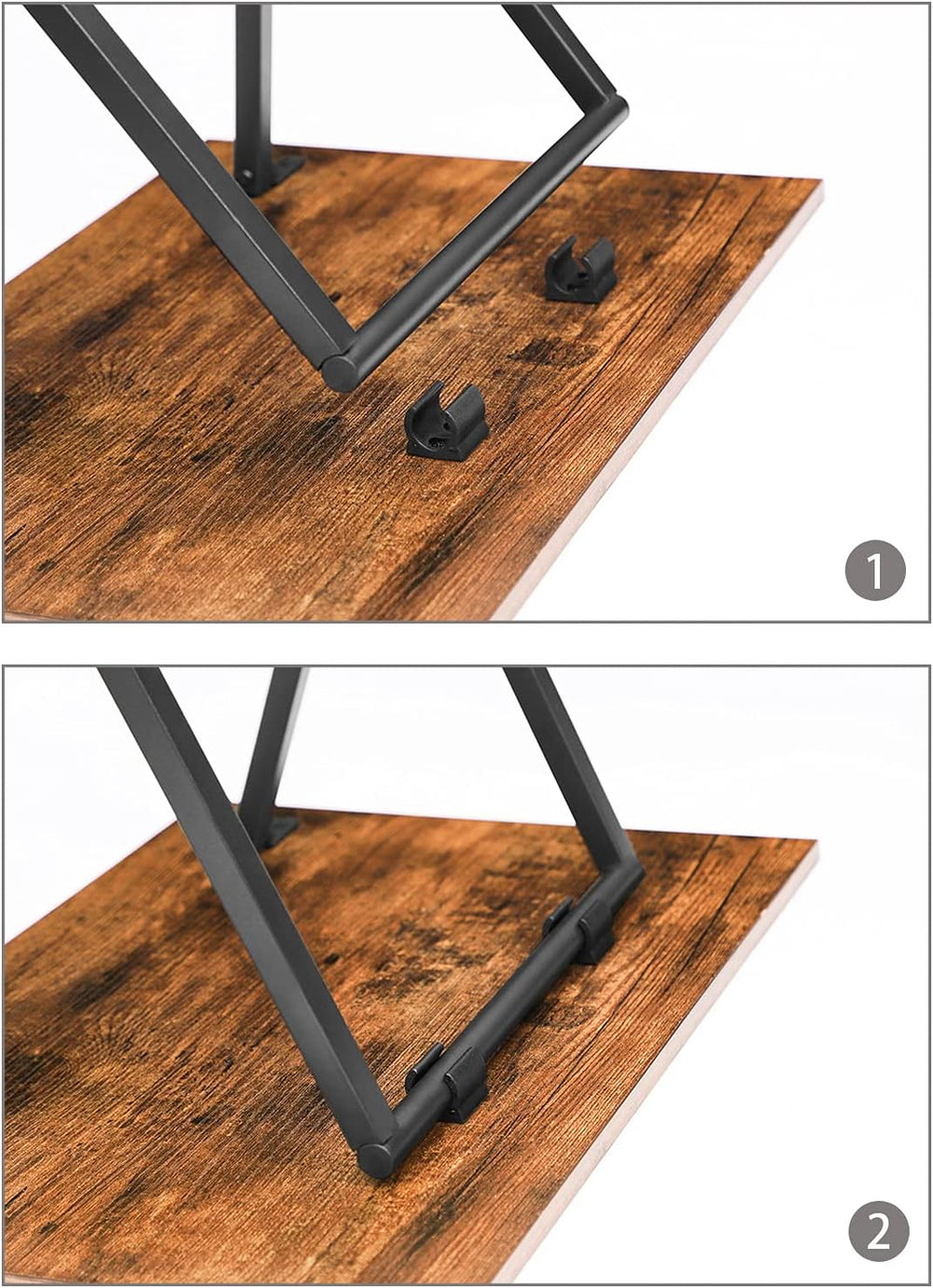 HOOBRO Folding TV Tray Tables, Set of 2 Side Table for Small Space, Industria...