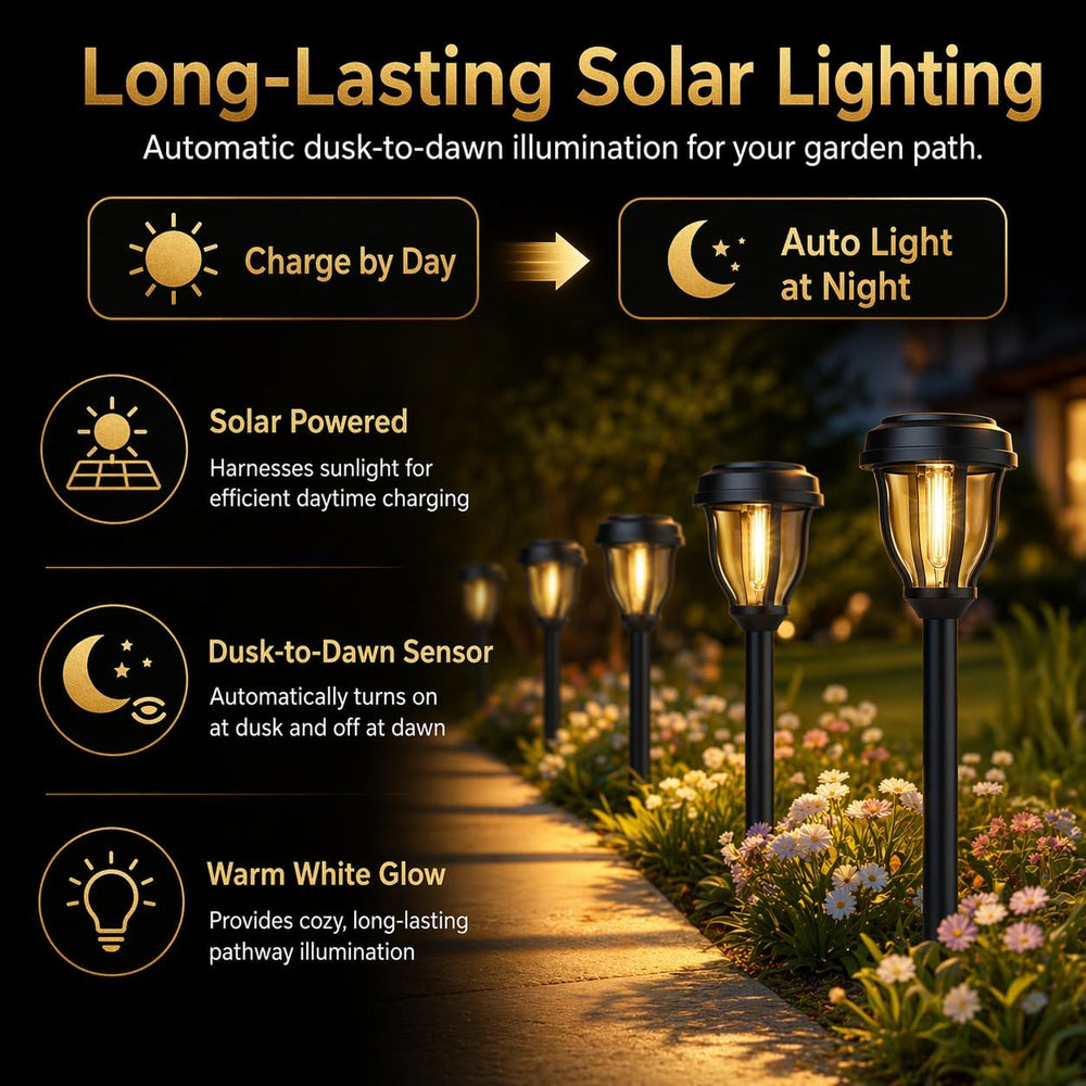 DERAYSION 12 Pack Solar Lights Outdoor, Solar Pathway Lights Auto On/Off Wate...