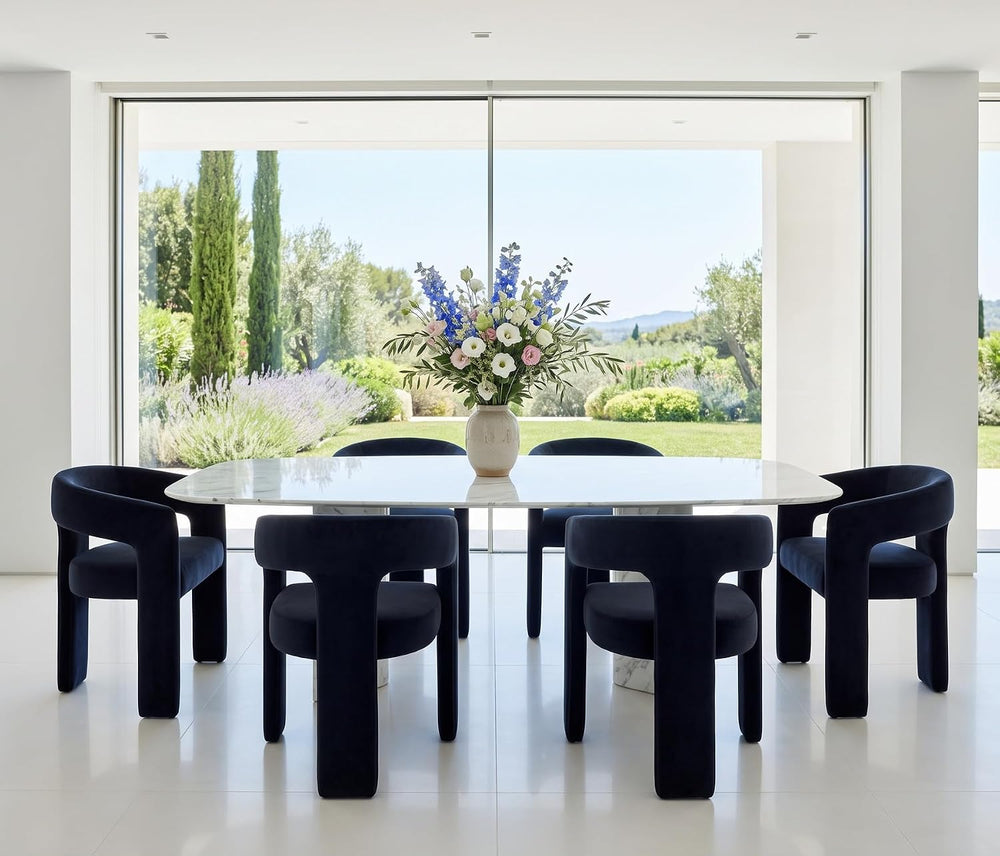 RIVOVA Modern Barrel Dining Chair, Velvet Upholstered Accent Side Chair with ...