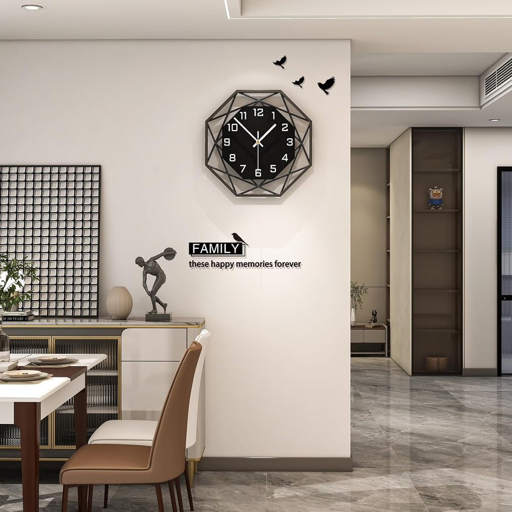 Modern Wall Clocks for Living Room Decor 12in Black Analog Clock